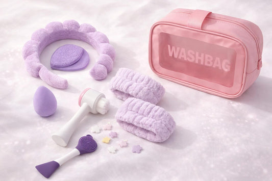 Set Facial 7 en 1 Washbag Rosa & Morado